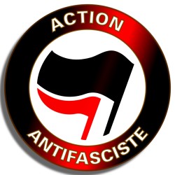 ACTION ANTIFASCISTE stickers vinyle rond 8x8cm