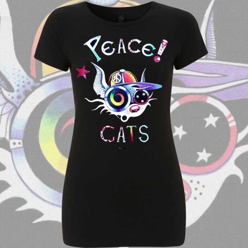 PEACE CATS t-shirt Femme bio-équitable 
