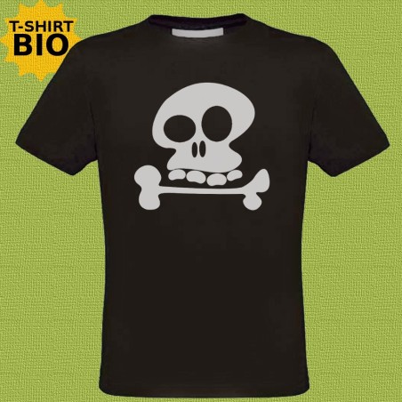 Tête de mort, t-shirt bio, homme, noir