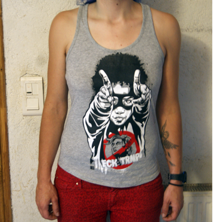 RNST fck trmp debardeur femme gris en coton bio