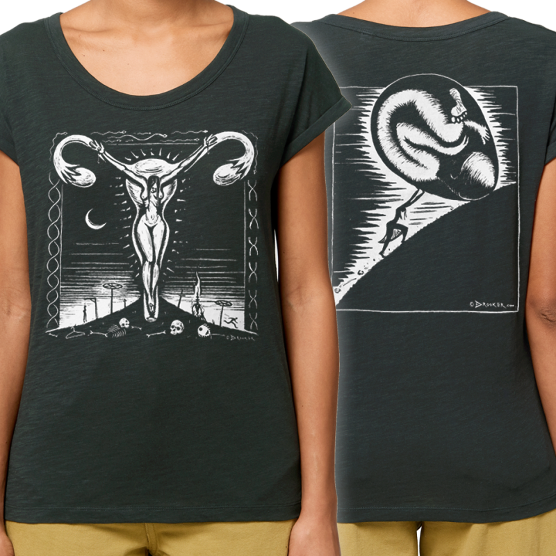 DROOKER Crucifixion & Sister Syphilis t-shirt feminin manches retroussées